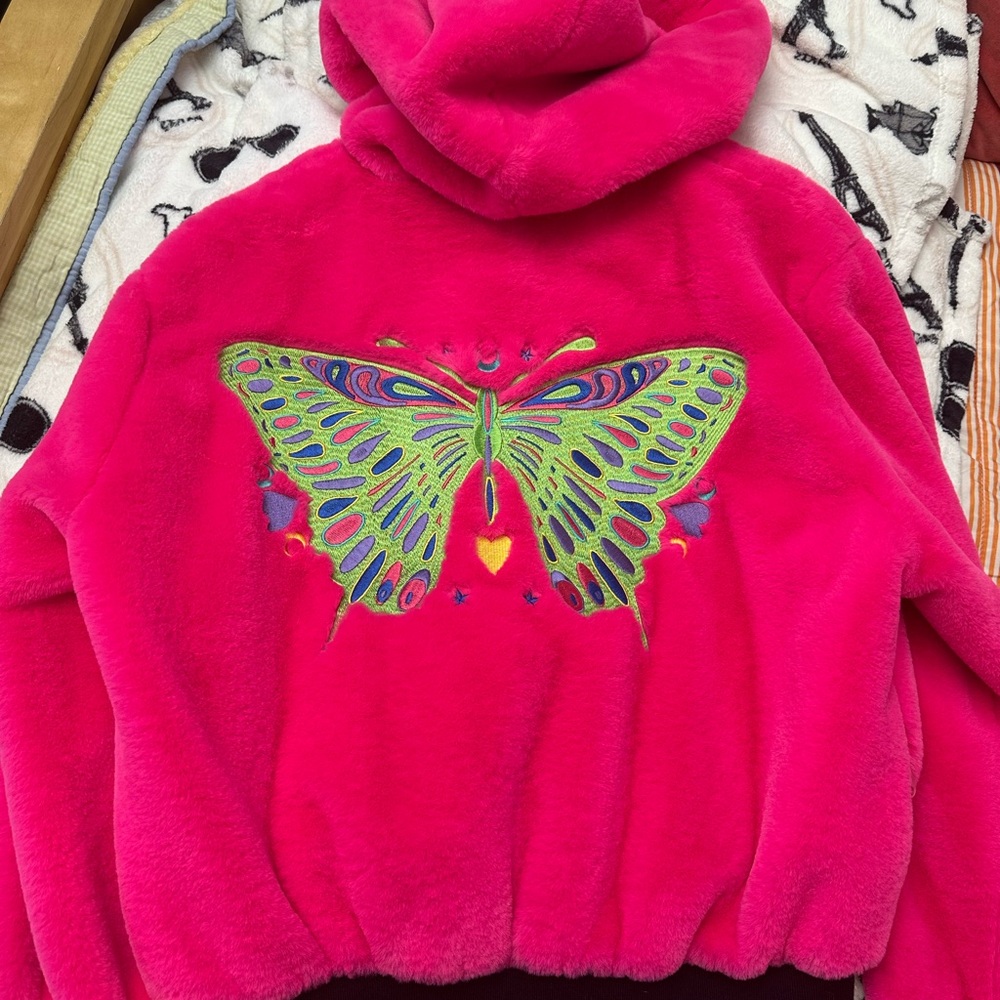 NWT RARE Dolls Kill Clubexx Monarch Mania Faux Fur Jacket